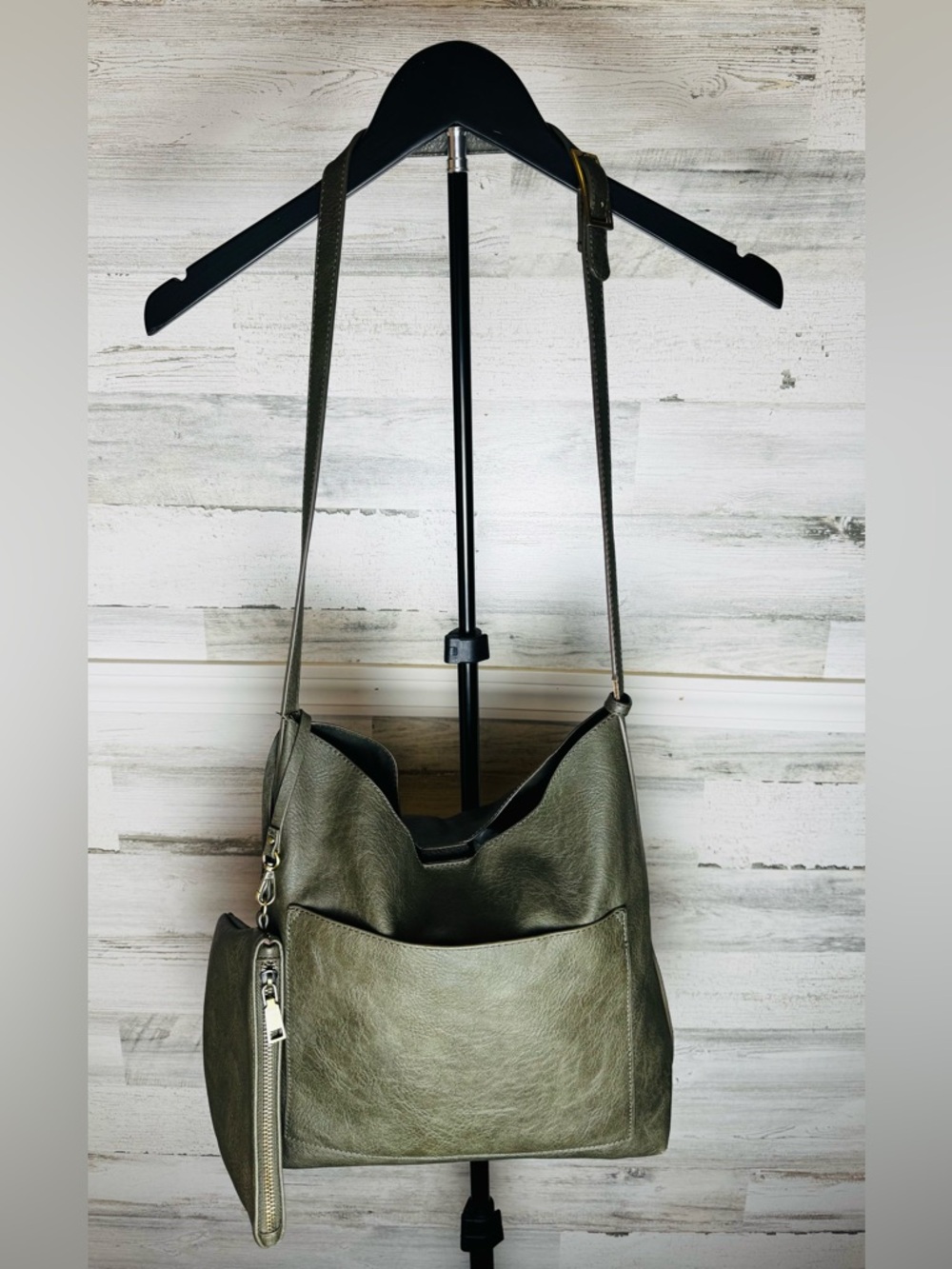 Antik Kraft Olive Green Hobo Shoulder Purse Bag with Removable wallet